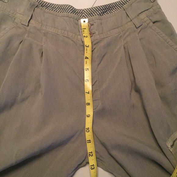 Linen High Waist Pleated Relax fit Tapered Ankle Pant sz 6-8 - Sage - Picture 10 of 13